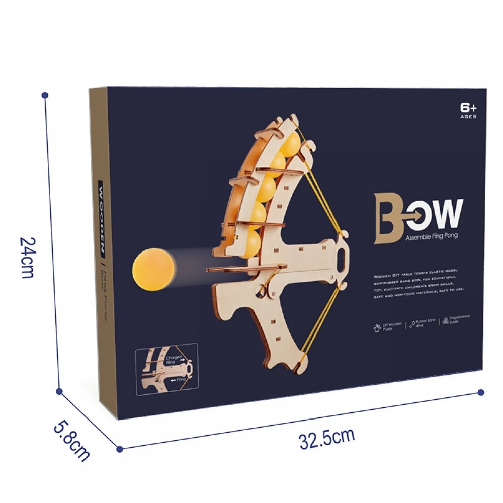 Модель для сборки-Деревянный лук для пинг-понга,  деревянный лук пистолет игрушка для детей