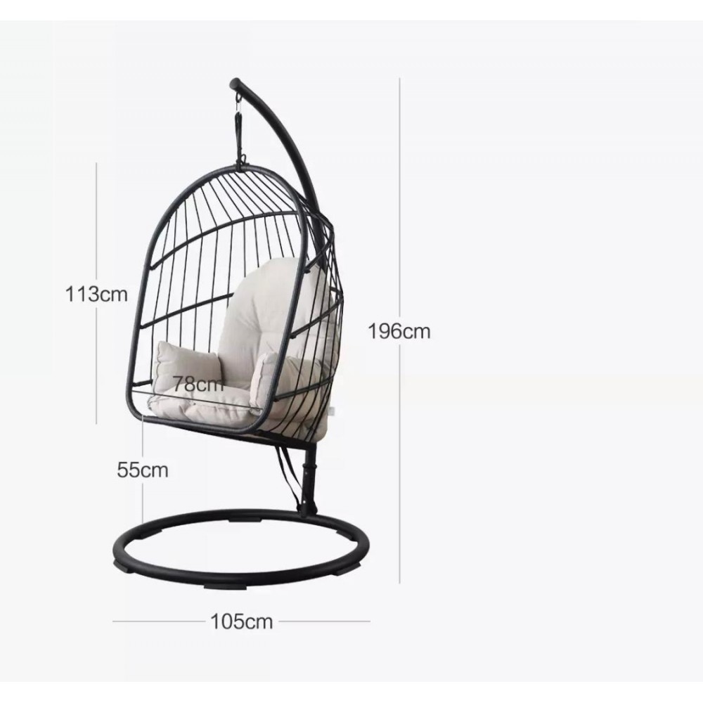 Подвесное кресло из ротанга Xiaomi MWH Ellz Hanging Basket Rattan Chair Black