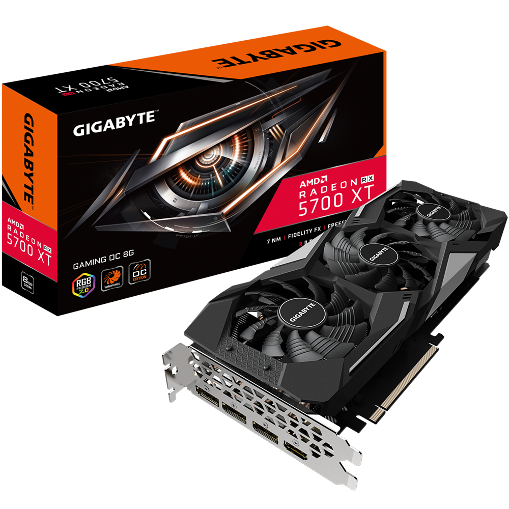 Видеокарта GigaByte Radeon RX 5700 XT 1650Mhz PCI-E 4.0 8192Mb 14000Mhz 256-bit HDMI 3xDP GV-R57XTGAMING OC-8GD / v2